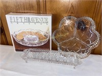 Crystal cracker stand, tray and divided dish