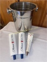 3 Michelob beer tap handles and ice bucket