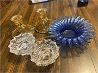 Group of glass candle holders