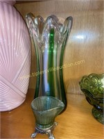Art glass vase and ashtray
