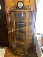 Oak curio cabinet-clock not included