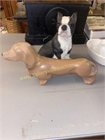 Ceramic dachshund and Boston terrier bank