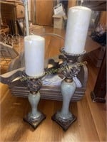 Wooden basket, candle stands and wall gun mount
