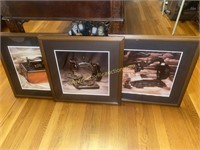 Set of three prints with antique sewing machines