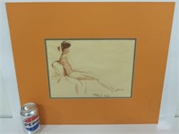 Aquarelle originale : Femme nue 1980