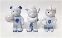 Bear Sports Porcelain Figurines (3x)