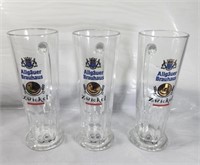 German Skinny Glass Beer Mug Allgauer Brauhaus 3x