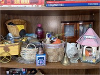 Shelf with jewelry box and knickknacks