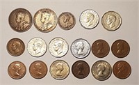 17 pièces de monnaie Canada 1912-1967