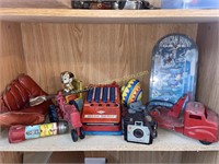 Shelf of vintage toys