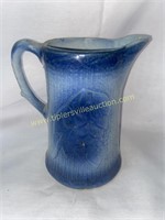 Blue salt glaze pottery pitcher grape pattern