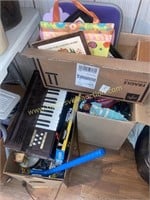 3 boxes toys and misc