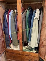 Vintage clothes and blankets in cedar