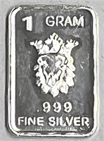 One Gram .999 Fine Silver w/Picture