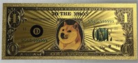 Dogecoin Gold Coated Novelty Bill "To the Moon"!