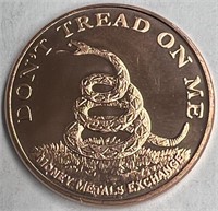Don't Tread On Me 1 Ounce .999 Pure Copper Coin!
