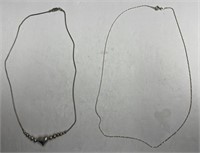 Heart Necklace and Petite Silver Necklace .925