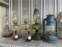 Oil lamps and barn lantern