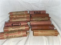 12 rolls of various date wheat pennies sold 12x’s