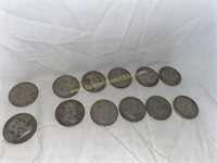 12 1950’s & 60’s Franklin half dollars sold 12x’s