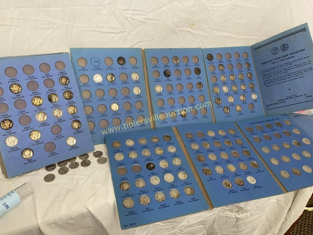 54 mercury dimes and group of pre 64 Roosevelt