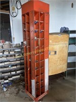 Rotating metal bin pantry hose display