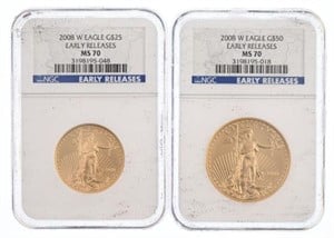 Two American Gold Eagle 2008-W $25 & $50 Early