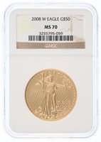 2008-W $50 Gold Eagle – NGC Graded MS-70 &