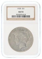 1928 Peace Dollar – NGC Graded AU 55 & Slabbed