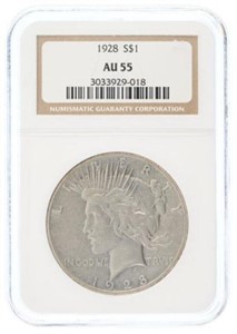 1928 Peace Dollar – NGC Graded AU 55 & Slabbed