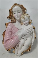 Statue of Virgin Mary & Child Italy Ceramic 1950s