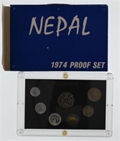1974 Nepal 7 Coin Proof Set w/COA. Some