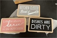 KITCHEN TABLETOP WOOD SIGNS REVERSABLE NEW
