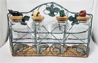 Kitchen Storage Containers Glass with Metal Rack