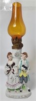 Victorian Couple Oil Lamp 11"
