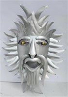 Tribal Mask w/Yellow Eyes 50" Handcrafted Tin Wall