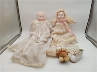 2 Porcelain Head Dolls