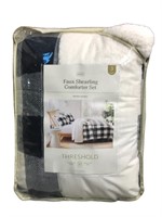 Threshold faux shearling comforter set