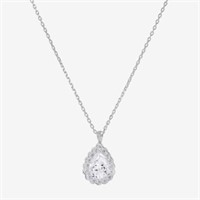 Sparkle Allure CZ Silver 16in Pear Pendant