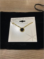 14K Gold Onyx Pendant Necklace  18in
