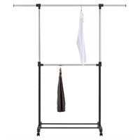 Adjustable Double Rod Garment Rack - Black