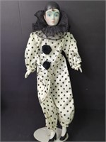 Vtg Pierrot Costume Bisque Head Doll