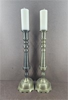 2 17" Matching Brass Candle Stick Holders