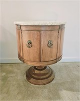 Vtg Round Drum Marble Top Side Table#1
