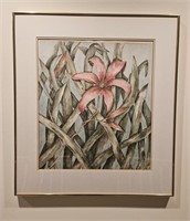 Signed & Framed Genuine Watercolor Flower Art