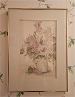 Framed & Signed Genuine Watercolor Floral Art