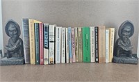 Vtg Monk Bookends w/ Misc. Vtg Book Collection