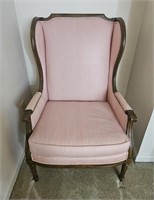 Vtg High Back Pink Accent Chair