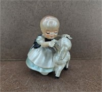 Vtg Japan Little Girl & Lamb Figurine