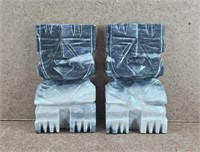 Hand Carved Aztec Marble Bookends